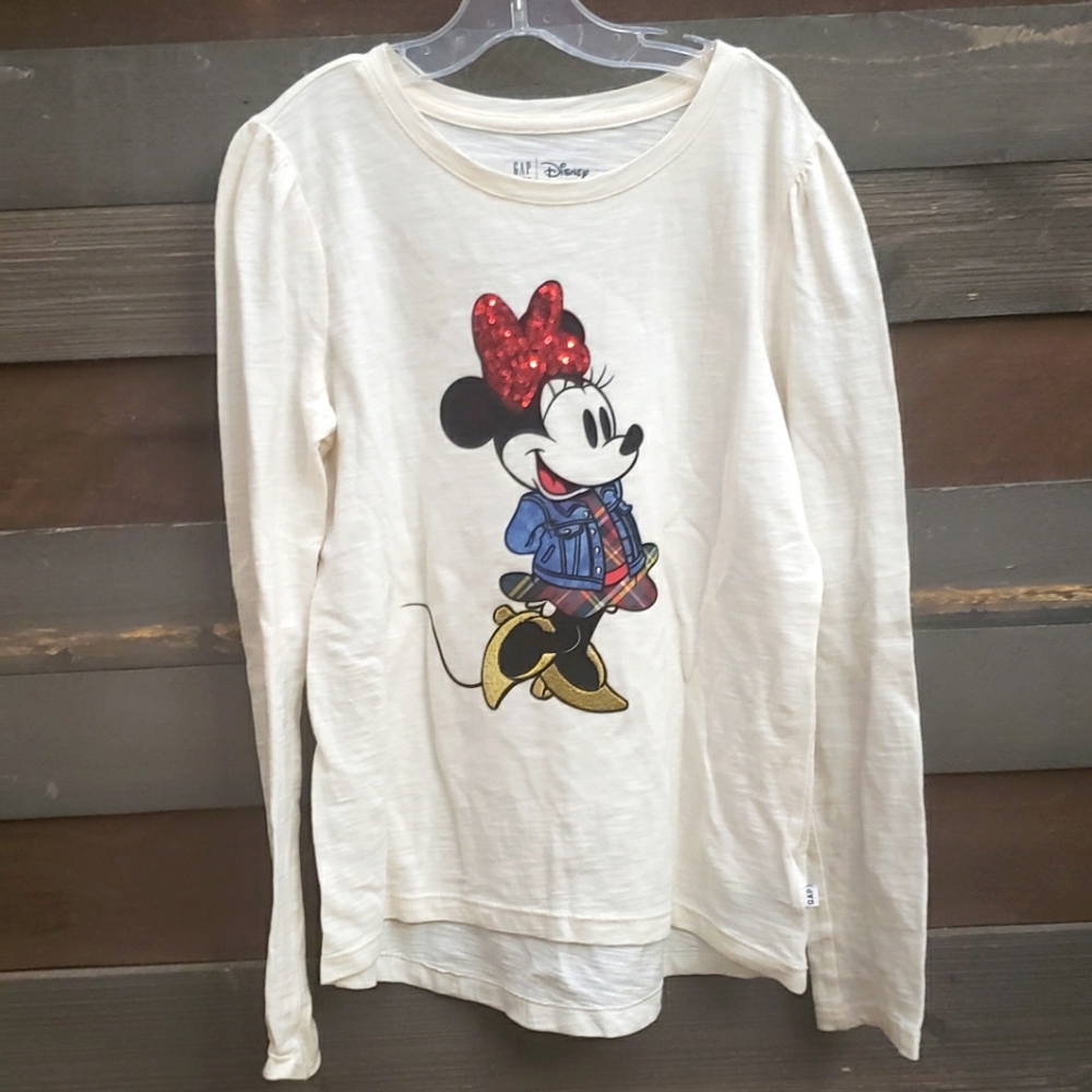 Disney Minnie Mouse Gap Kids Long Sleeve Shirt Top w/ Sequins